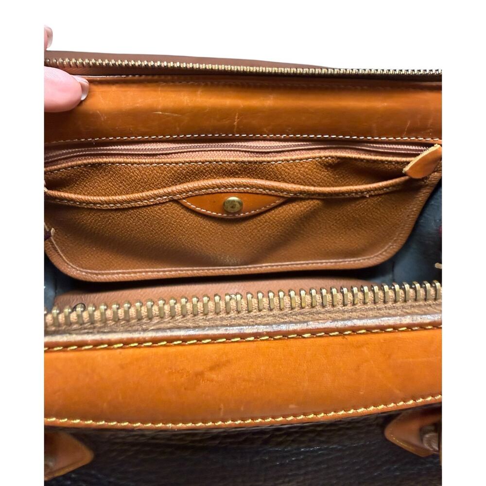 Vtg DOONEY & BOURKE Barrel AWL Black Tan Satchel Crossbody Shoulder Bag USA 80's - Picture 7 of 10
